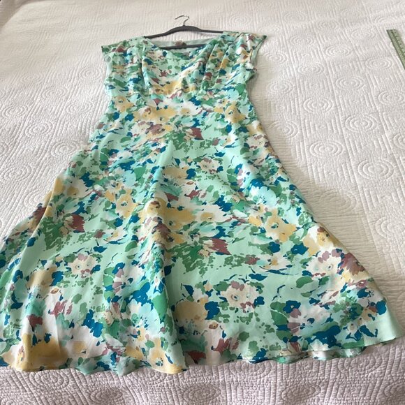 Sundance Floral Midi Dress100% Silk Size P14 In Pastel Green & Multicolor Print - Picture 8 of 16